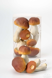 Искусственные грибы, набор 6 шт, 8-13 см, 1736-70