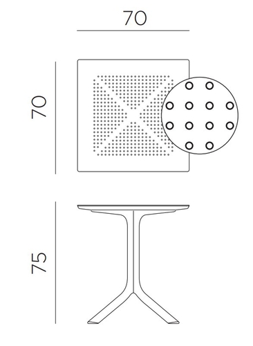 Стол ClipX, 70х70, Н75 см